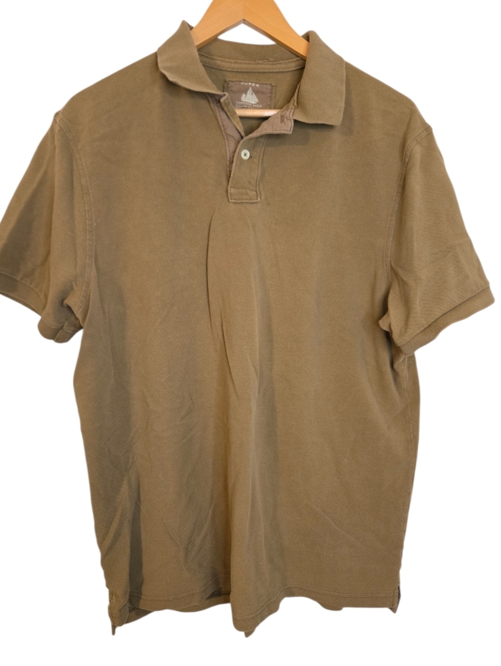 J.Crew Vintage Polo Shirt XL Olive Tan Classic Preppy Minimalist Cotton